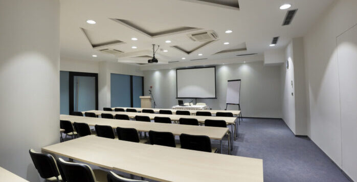 Business large room short throw laser projection and screen with commercial business full room surround sound system