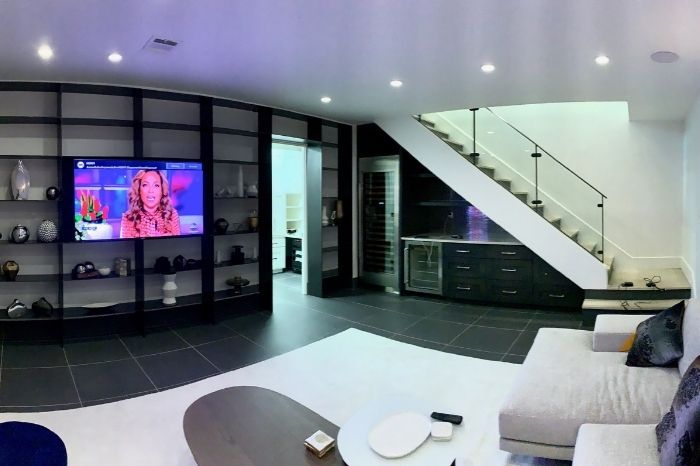 Residential area installed with Samsung framed TV, and surround sound system